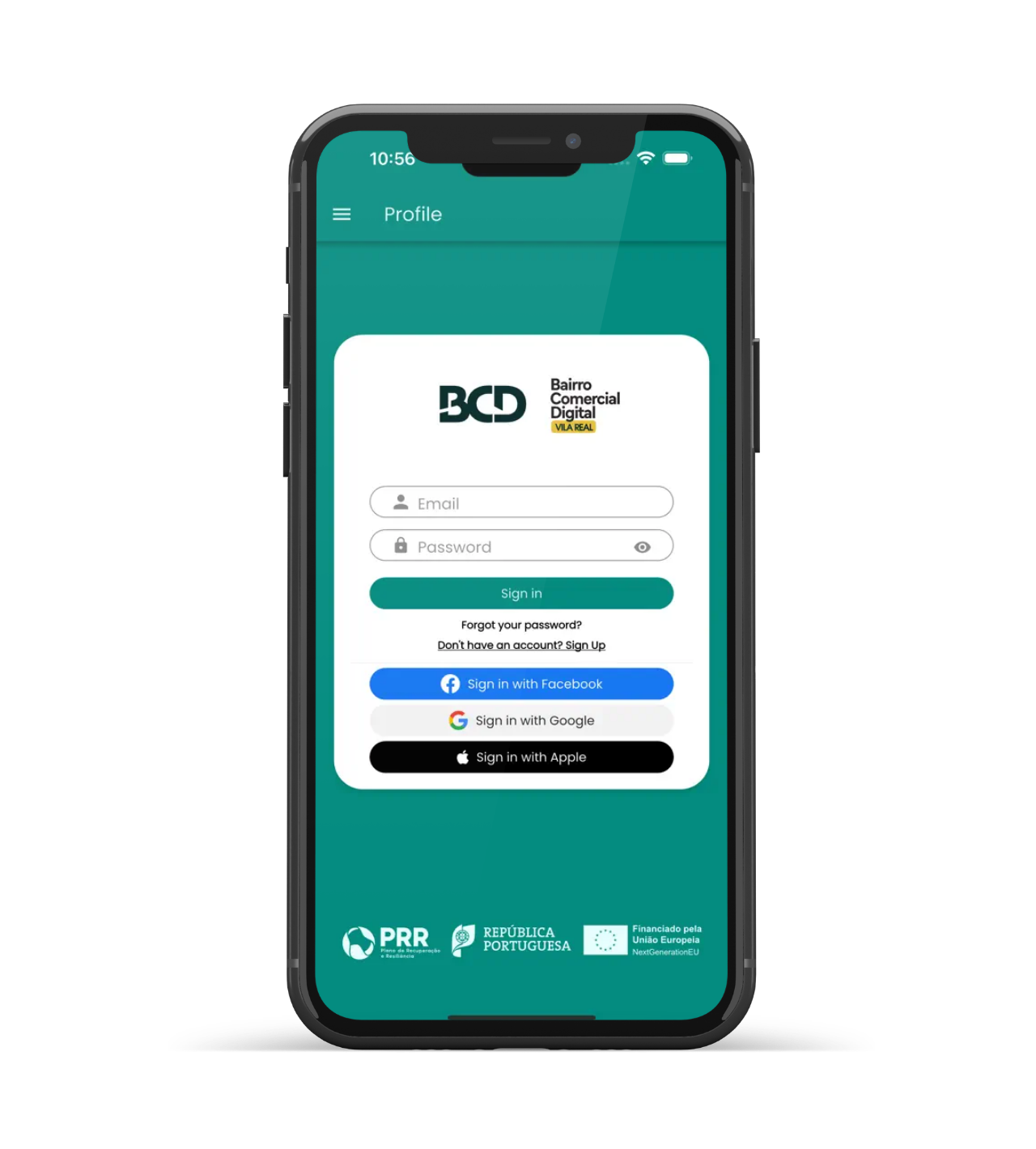 Mockup da App Bairro Comercial Digital